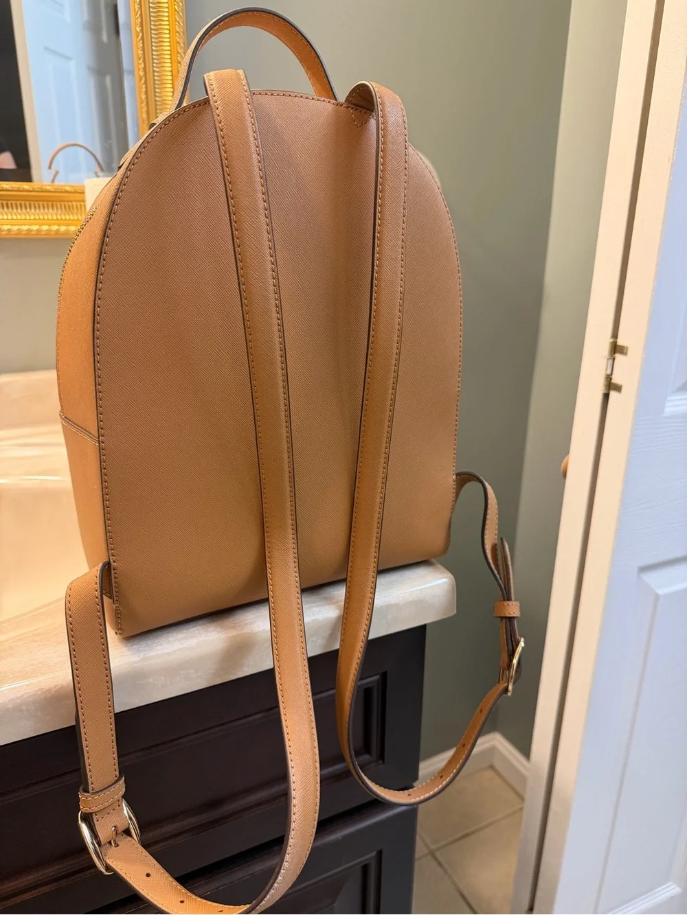 Tory Burch Caramel Tan Saffiano Leather Backpack
